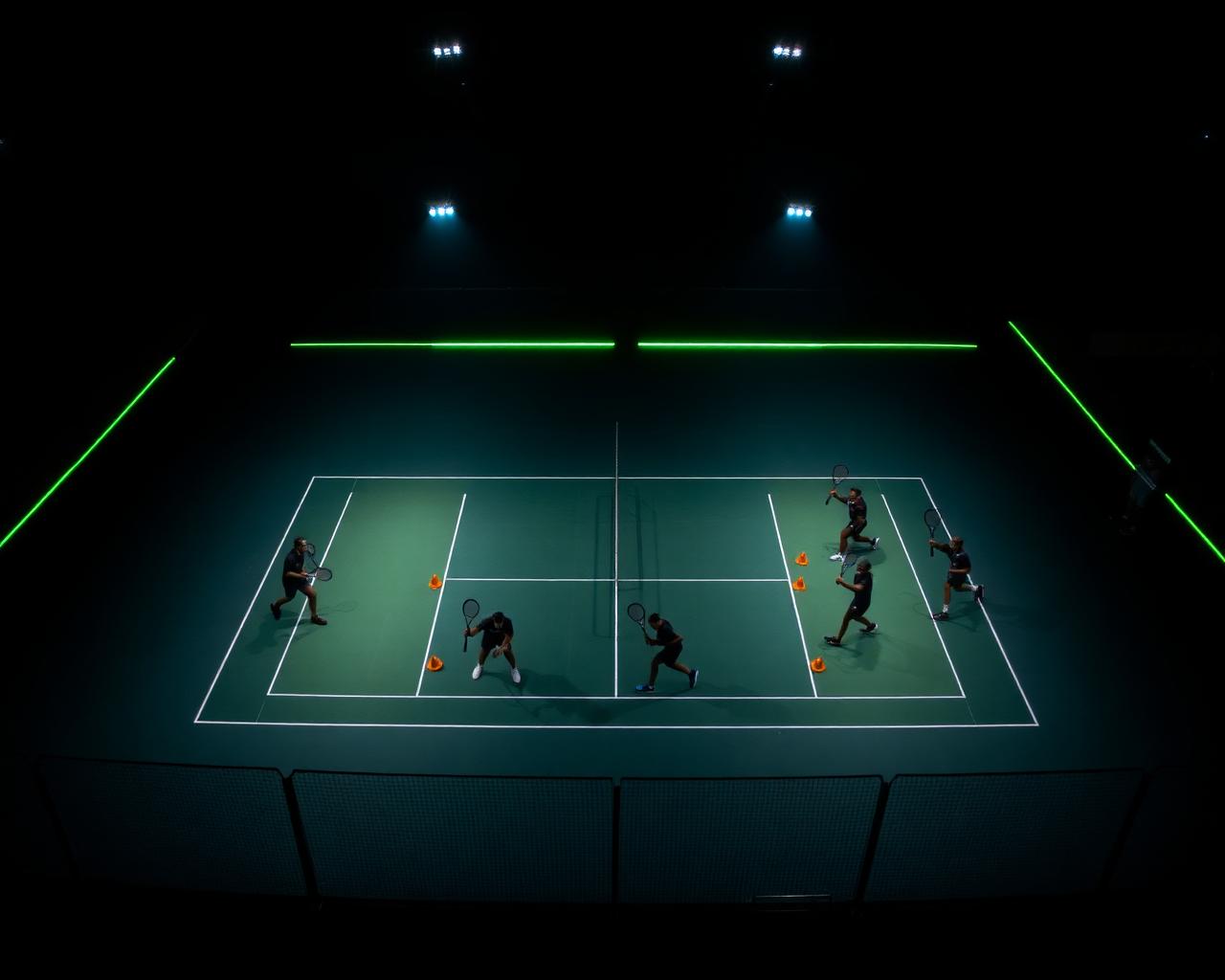 Cardio Tennis drills on court